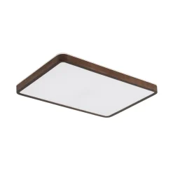 Rustic Rectangle Walnut Wooden Dimmable LED Flush Mount