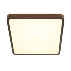 Rustic Rectangle Walnut Wooden Dimmable LED Flush Mount