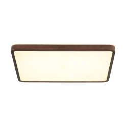 Rustic Rectangle Walnut Wooden Dimmable LED Flush Mount