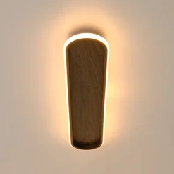 Rustic Walnut Wood Dimmable LED Oval Ring Flush Mount Light