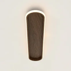 Rustic Walnut Wood Dimmable LED Oval Ring Flush Mount Light