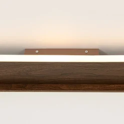 Rustic Walnut Wood Dimmable LED Oval Ring Flush Mount Light