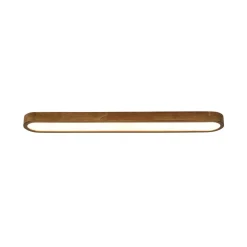 Rustic Walnut Wood Oval Dimmable LED Flush Mount Light