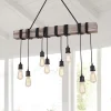 Rustic Wooden Wide Linear Chandelier