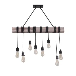Rustic Wooden Wide Linear Chandelier