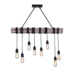 Rustic Wooden Wide Linear Chandelier