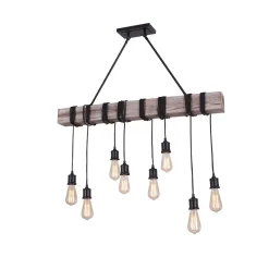 Rustic Wooden Wide Linear Chandelier
