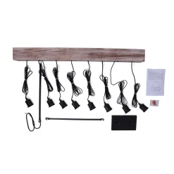 Rustic Wooden Wide Linear Chandelier