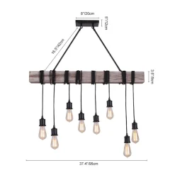 Rustic Wooden Wide Linear Chandelier