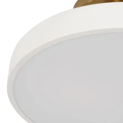 Scandinavian Brass White Round Dimmable LED Semi Flush Light