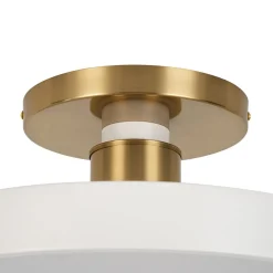 Scandinavian Brass White Round Dimmable LED Semi Flush Light