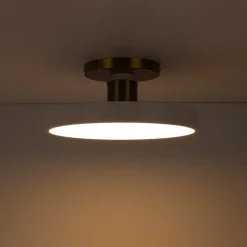Scandinavian Brass White Round Dimmable LED Semi Flush Light