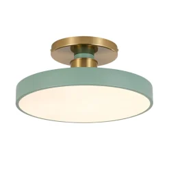 Scandinavian Brass White Round Dimmable LED Semi Flush Light