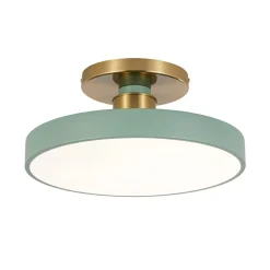 Scandinavian Brass White Round Dimmable LED Semi Flush Light