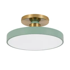 Scandinavian Brass White Round Dimmable LED Semi Flush Light