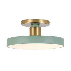 Scandinavian Brass White Round Dimmable LED Semi Flush Light