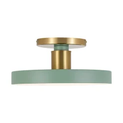 Scandinavian Brass White Round Dimmable LED Semi Flush Light