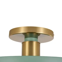 Scandinavian Brass White Round Dimmable LED Semi Flush Light
