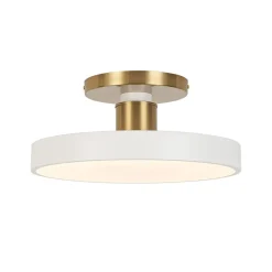 Scandinavian Brass White Round Dimmable LED Semi Flush Light