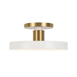 Scandinavian Brass White Round Dimmable LED Semi Flush Light