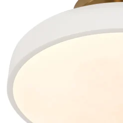 Scandinavian Brass White Round Dimmable LED Semi Flush Light