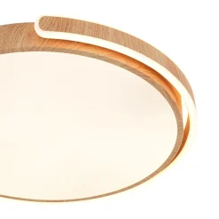 Scandinavian Dimmable LED Round Wood Grain Flush Mount