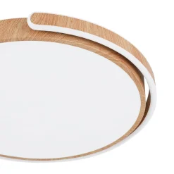 Scandinavian Dimmable LED Round Wood Grain Flush Mount