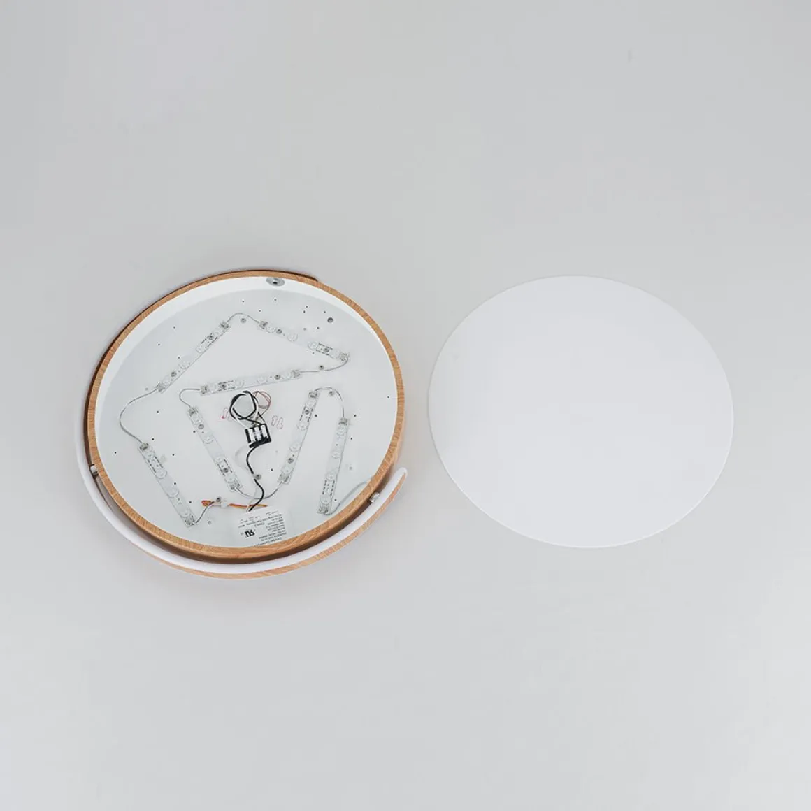 Scandinavian Dimmable LED Round Wood Grain Flush Mount