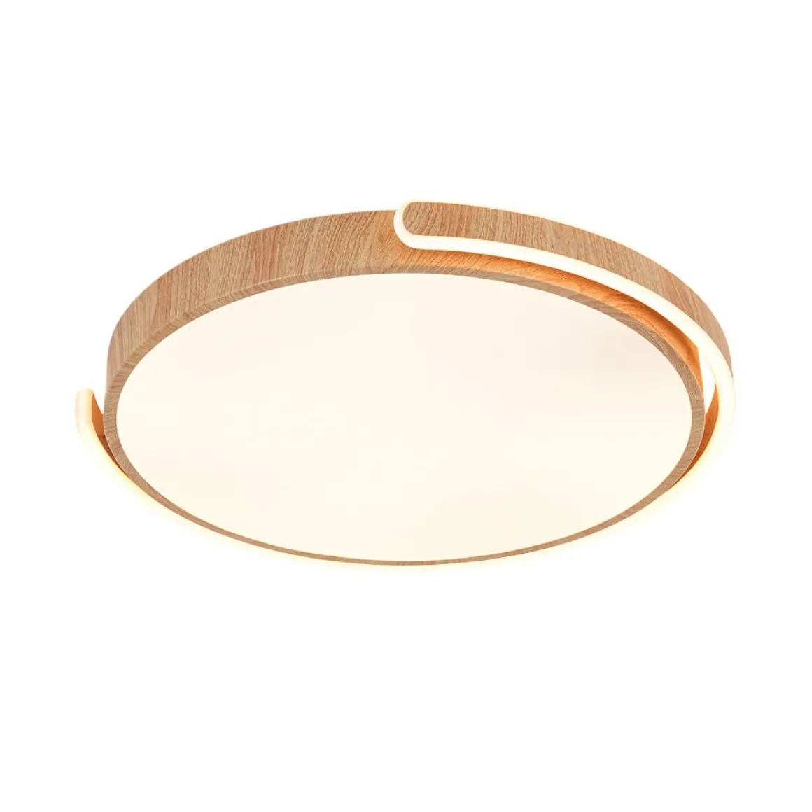 Scandinavian Dimmable LED Round Wood Grain Flush Mount