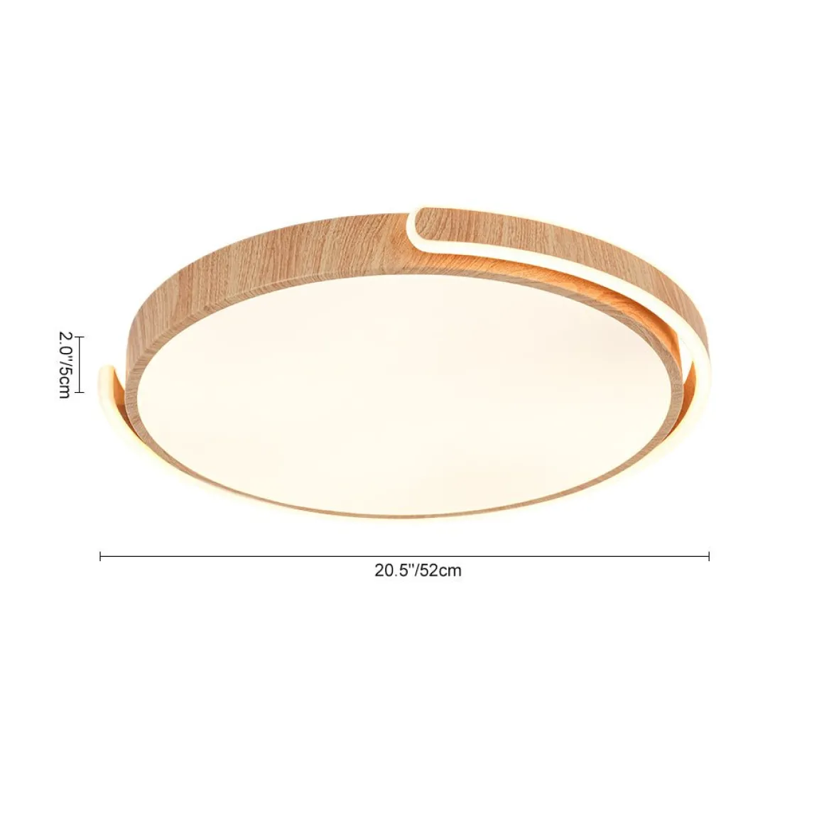 Scandinavian Dimmable LED Round Wood Grain Flush Mount