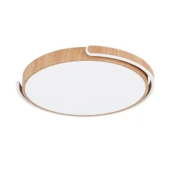 Scandinavian Dimmable LED Round Wood Grain Flush Mount