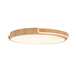 Scandinavian Dimmable LED Round Wood Grain Flush Mount