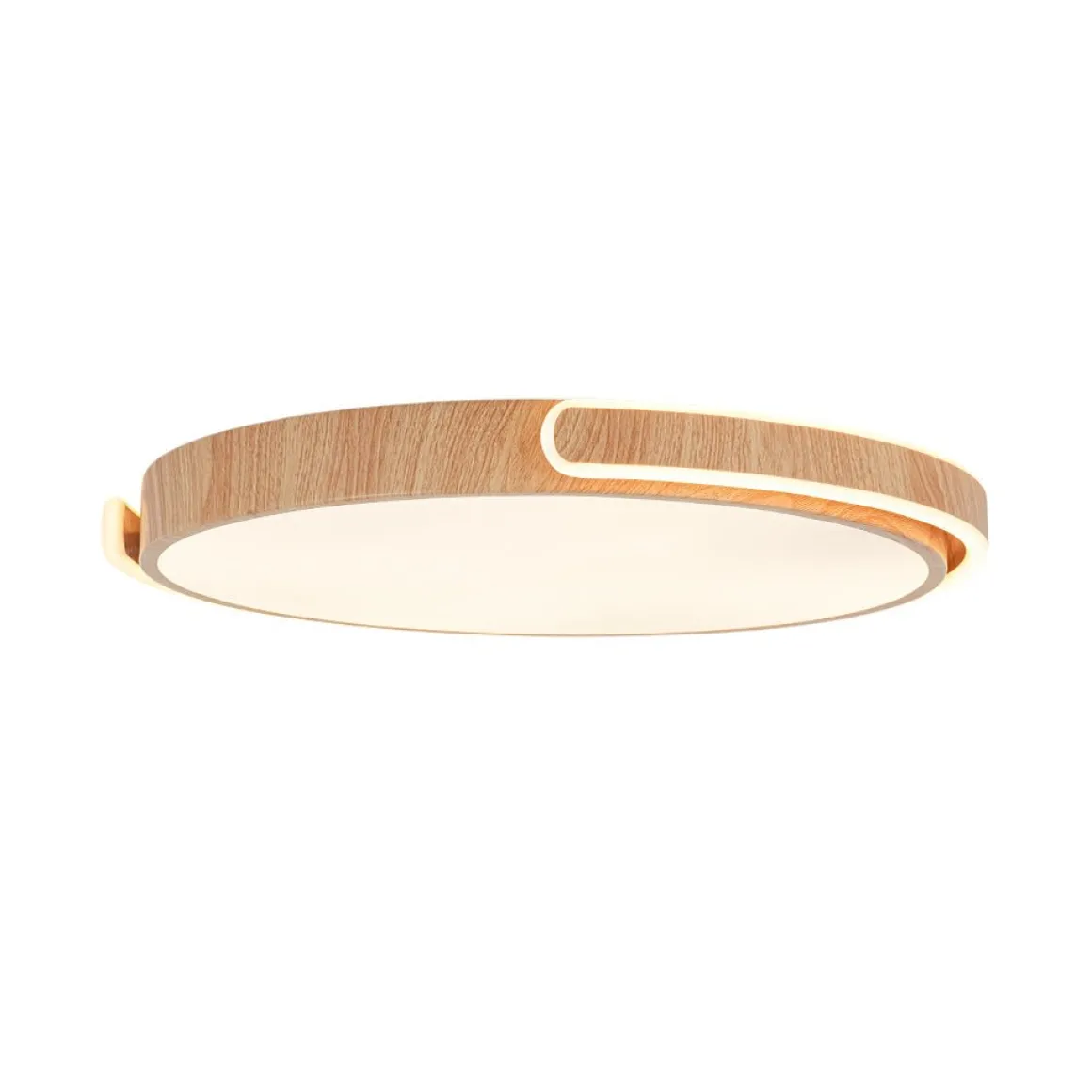 Scandinavian Dimmable LED Round Wood Grain Flush Mount