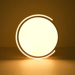 Scandinavian Dimmable LED Round Wood Grain Flush Mount