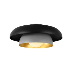 Scandinavian 2-Layer Metal Dome Semi Flush Mount Light