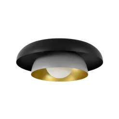 Scandinavian 2-Layer Metal Dome Semi Flush Mount Light