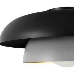 Scandinavian 2-Layer Metal Dome Semi Flush Mount Light