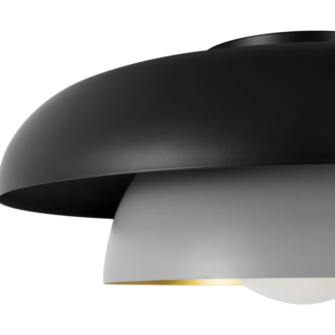 Scandinavian 2-Layer Metal Dome Semi Flush Mount Light