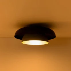 Scandinavian 2-Layer Metal Dome Semi Flush Mount Light
