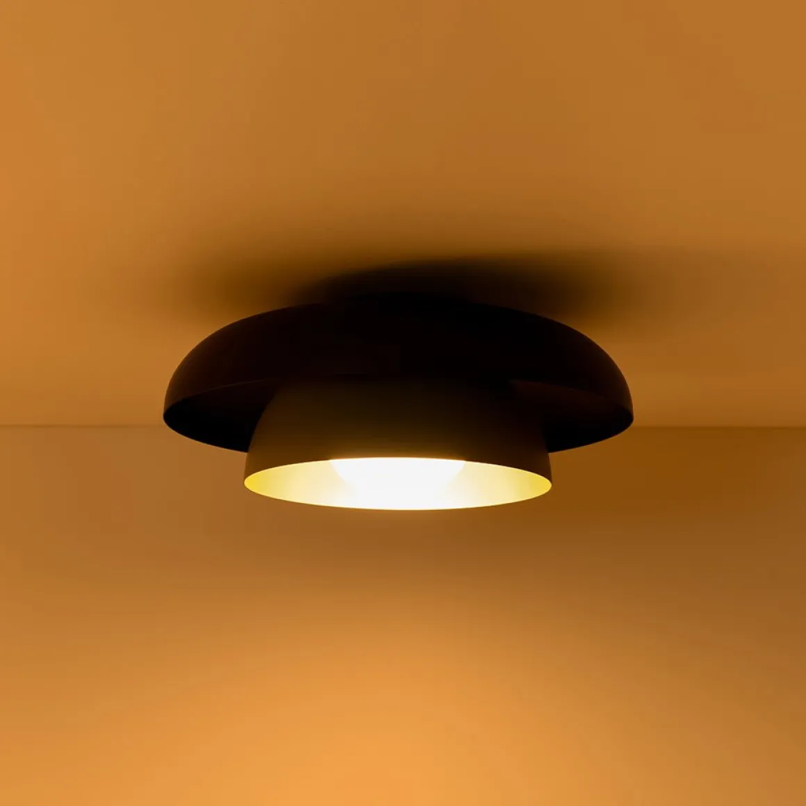Scandinavian 2-Layer Metal Dome Semi Flush Mount Light