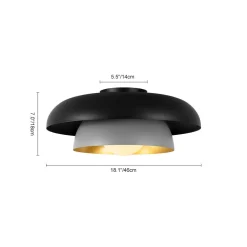 Scandinavian 2-Layer Metal Dome Semi Flush Mount Light