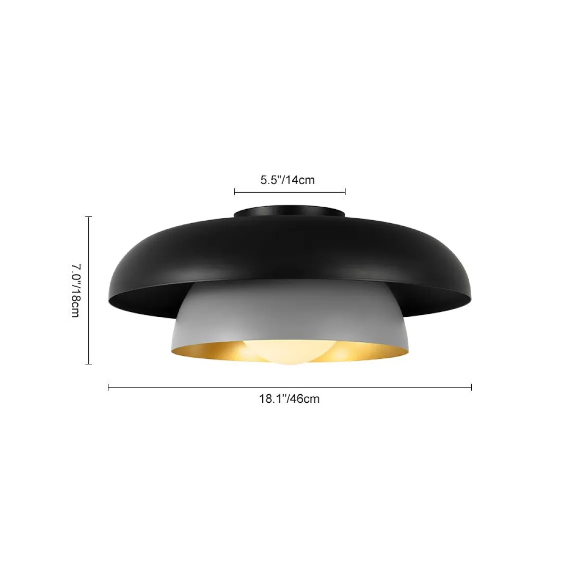 Scandinavian 2-Layer Metal Dome Semi Flush Mount Light