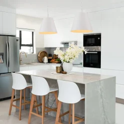 Scandinavian 1-Light Geometric White Kitchen Pendant Light
