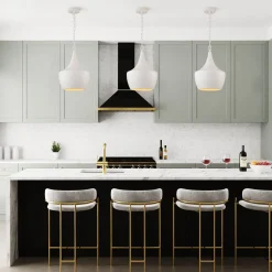 Scandinavian 1-Light Geometric White Kitchen Pendant Light