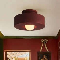Scandinavian Minimalist Red Velvet Round Single Ceiling Light