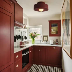 Scandinavian Minimalist Red Velvet Round Single Ceiling Light