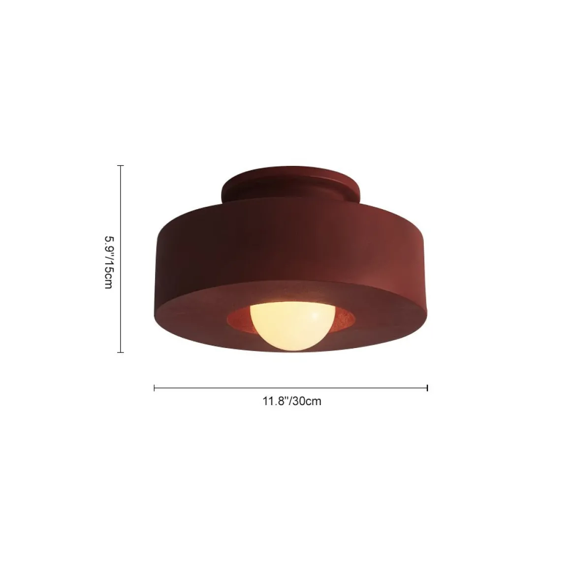 Scandinavian Minimalist Red Velvet Round Single Ceiling Light