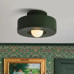 Scandinavian Minimalist Red Velvet Round Single Ceiling Light