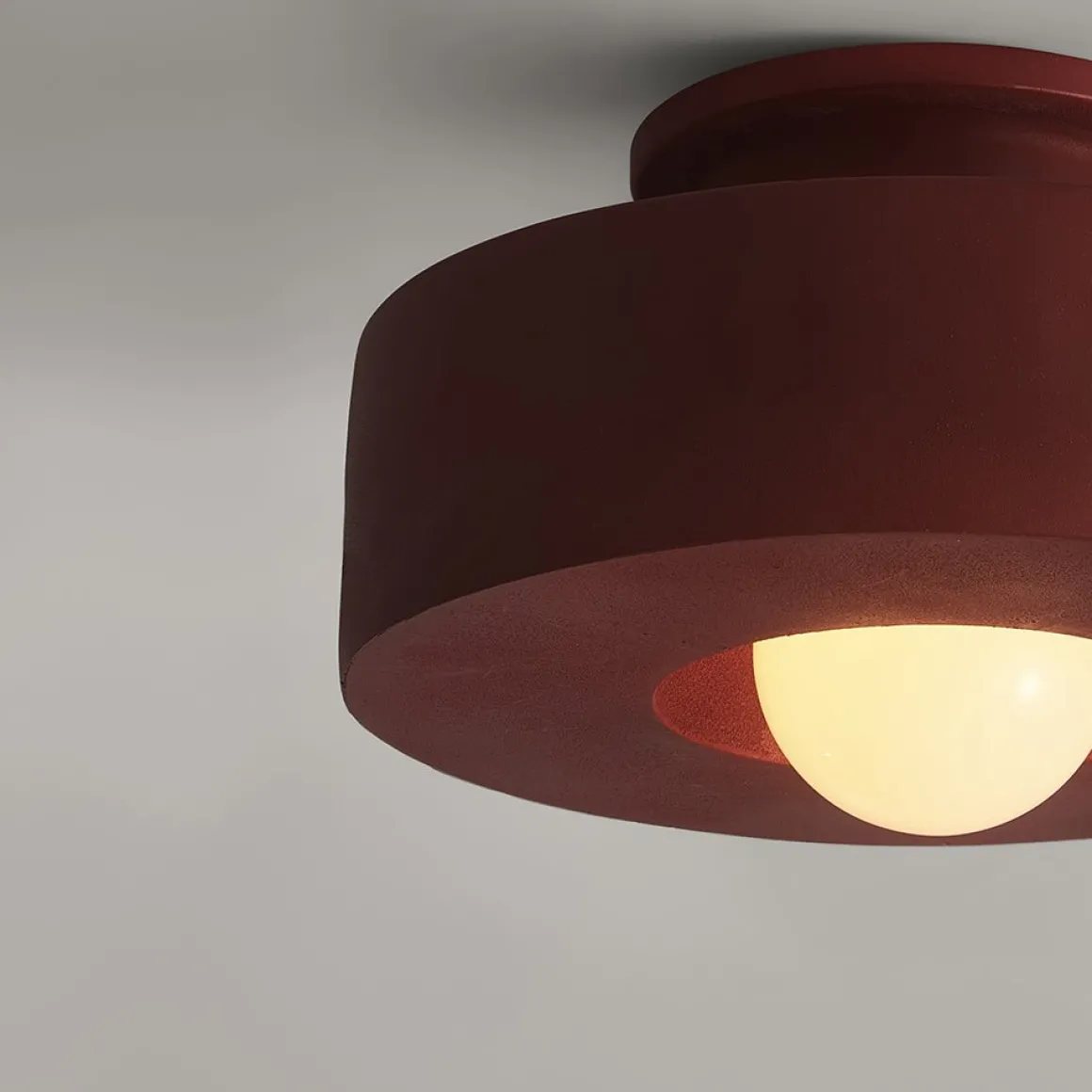 Scandinavian Minimalist Red Velvet Round Single Ceiling Light