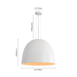 Scandinavian Oversized Iron White Bell Dome Pendant Light
